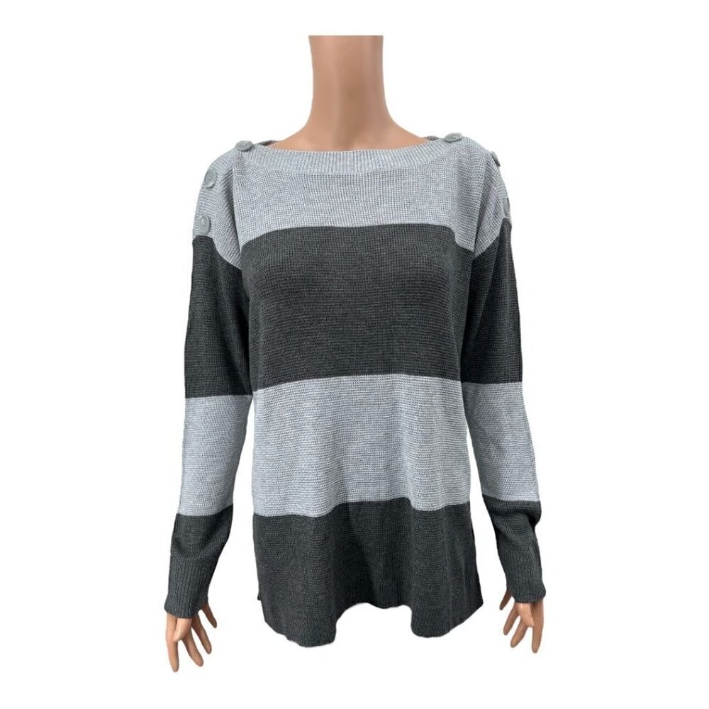 Vince Camuto Striped Relaxed Boatneck Sweater NWT